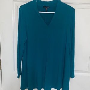 Eileen Fisher V-Neck Turquoise Long-Sleeve Tunic, sz. M